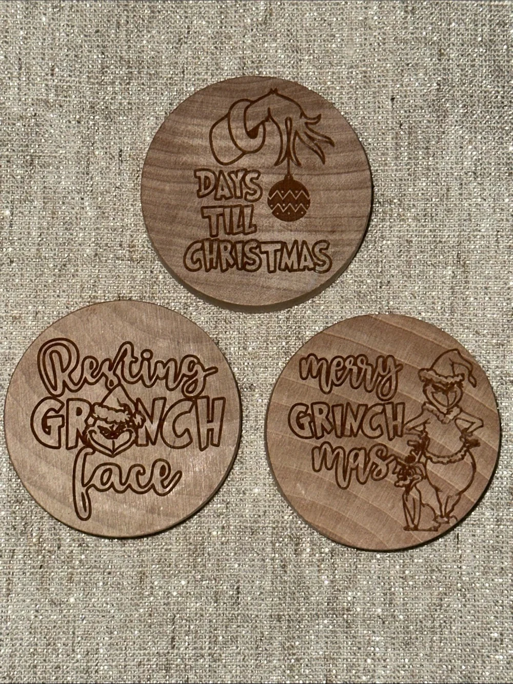 Christmas Grinch Wooden Magnetic Bottle Opener Set of 3 Like New